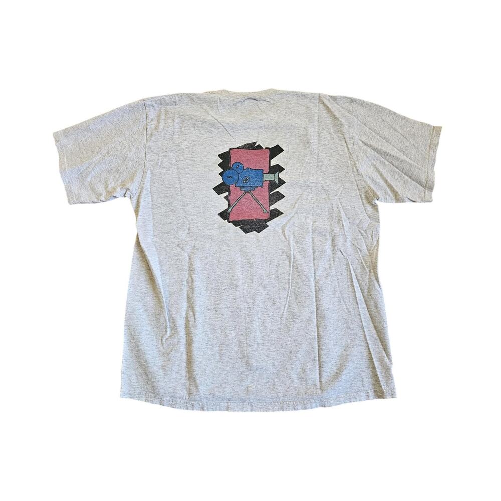 Film Editing Movie Projector T-Shirt Double Sided Gray Sz XL? 1990s